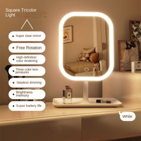 Niche Desktop Vanity Mirror 3 Color Light LED Makeup Mirror Touching Mirror Women Bedroom Dressing Mirror (Color: White)