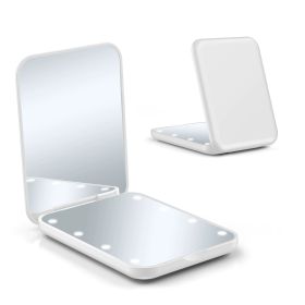 Compact Mirror 1X/2X Magnification LED Pocket Mirror with Nternal BIattery, Mini Mirror for Purse, Pocket,Travel and Present (Color: White)