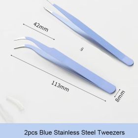 1/2pcs Stainless Steel Tweezer Straight and Curved Pointed Tweezers for Eyelash Extension Nail Sticker Rhinestones Gems Picker (Color: 4-2pc)