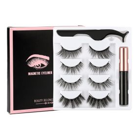 2/3/4 Pairs Magnetic Eyelashes Set Waterproof Liquid Eyeliner Tweezer Wispy False Eyelashes Dramatic 3D Mink Lashes Makeup Tools (Color: 4 Pair-6D-25-M)